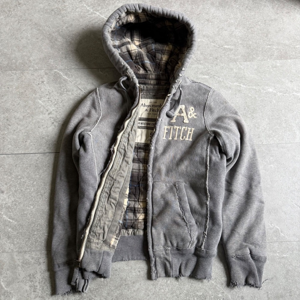 Rare Y2K Abercrombie & Fitch Grindstone Creek Jacket Plaid Lined Hoodie S